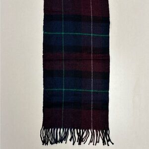 Plaid Wool Scarf - Red and Blue